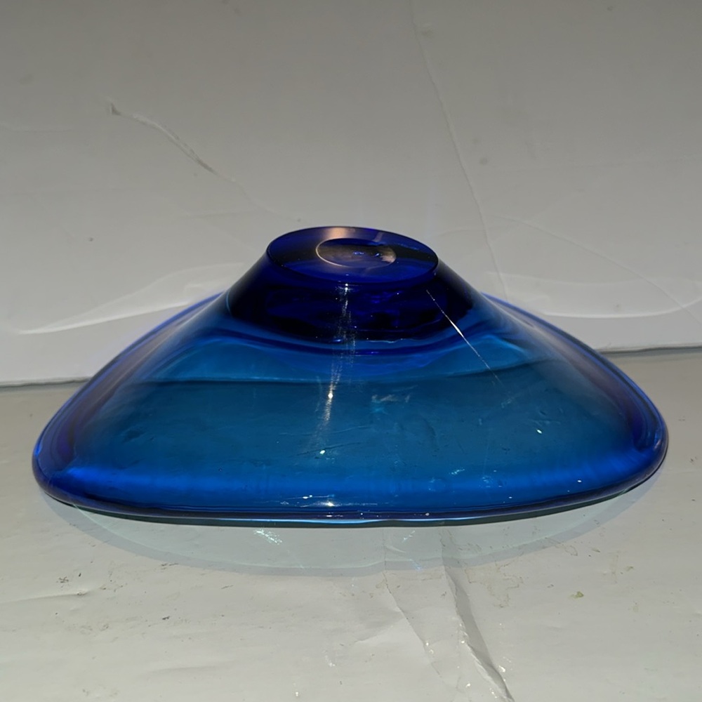 Vintage Viking Glass Cobalt Blue Oval Bowl or Swedish Arthur Percy 10”x 8” MCM - Picture 3 of 6